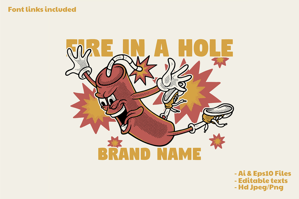jumping dynamite retro mascot, a Branding & Logo Template by Judsart (Photo 1 of 3)