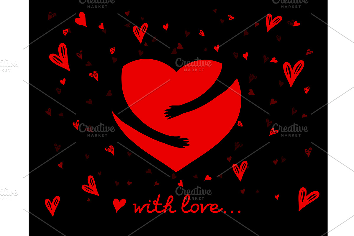Happy Valentine's Day. Hands hug the, an Object Illustration by Nenahliadava Design