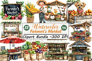 Watercolor Farmer's Market Clipart P, an Illustration by DreamCafeArt (Thumbnail 1 of 7)