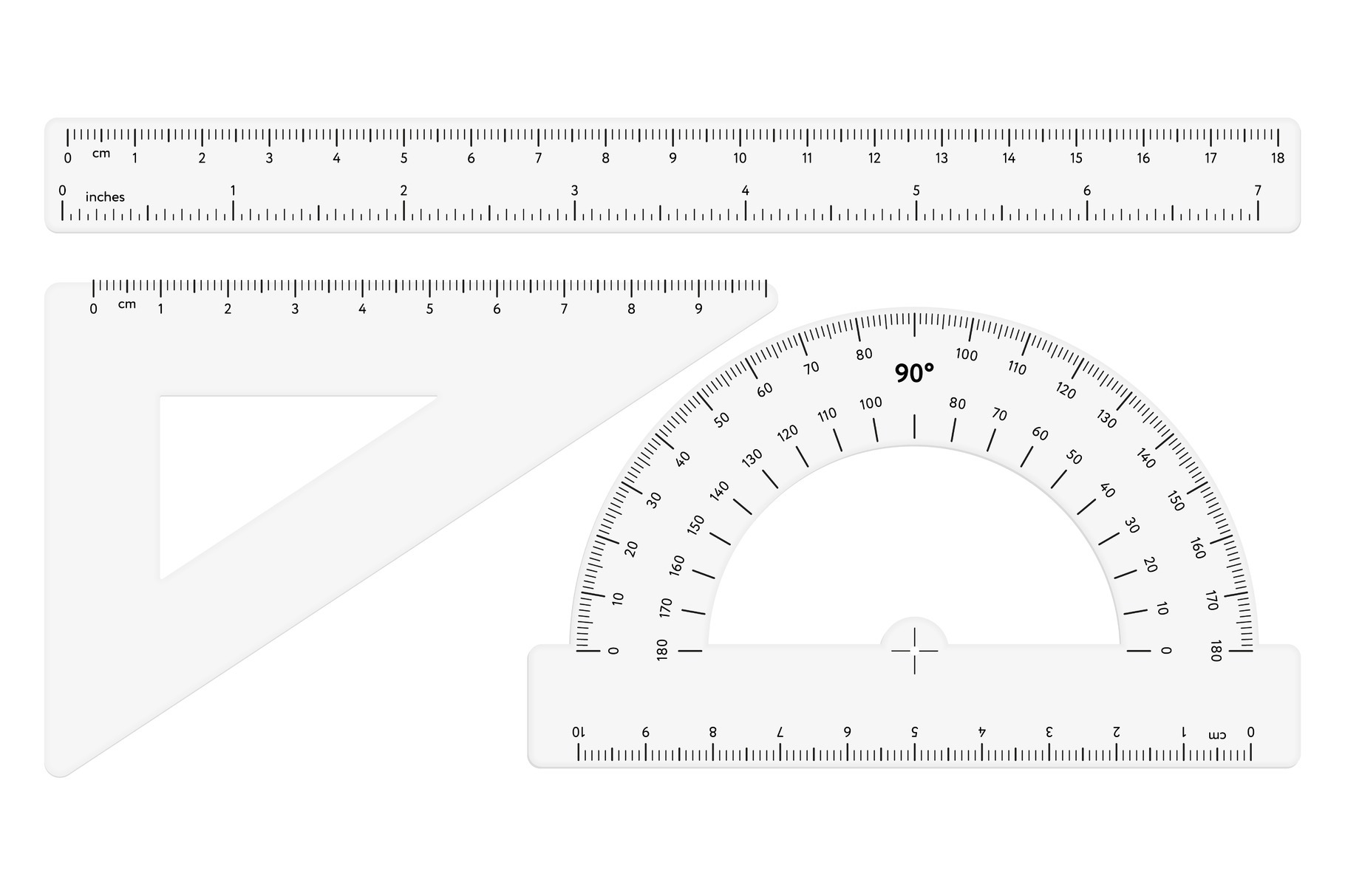 Various transparent rulers on white background, an Education ...