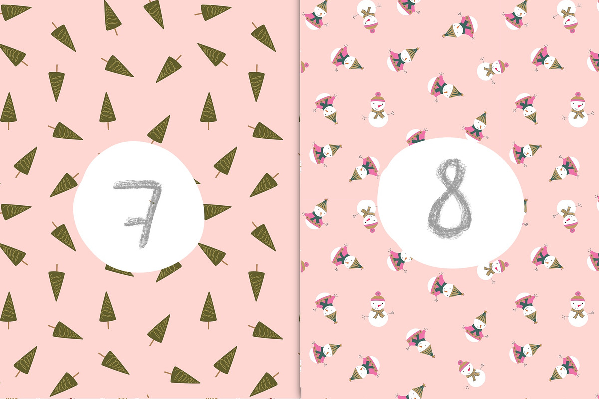 Pink Christmas seamless patterns, a Pattern Graphic by Katie Lisker (Photo 5 of 5)