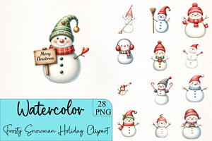 Frosty Snowman Holiday Clipart Bundl, an Illustration by CrexoraLab