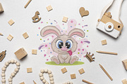 Сute cartoon rabbit. Tshirt, PNG., an Animal Illustration by KENO Mascots (Thumbnail 3 of 4)