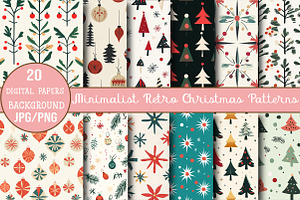 Minimalist Retro Christmas Patterns, a Pattern Graphic by DreamCafeArt