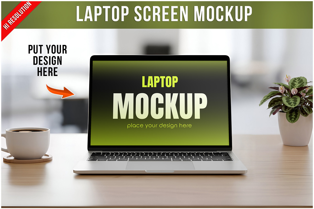 Laptop Screen Cup Mockup PSD, a Mockup by Bruno's Shop (Photo 1 of 4)