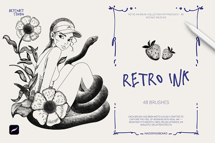 Retro Ink Procreate Brushes, a Brush Add-On by Spasibenko Art