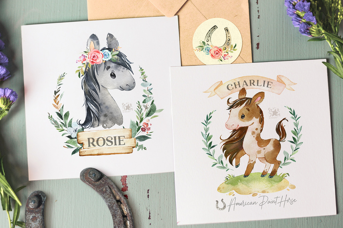 Horses. Watercolor Collection, an Animal Illustration by StarJam (Photo 3 of 6)