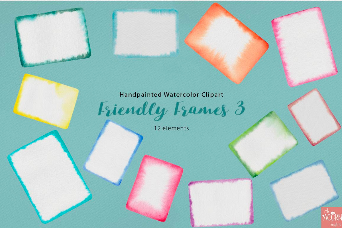 Watercolor Friendly Frames 4, an Object Graphic by LittleAcornGraphics (Photo 3 of 6)