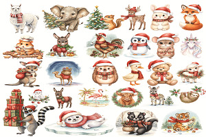 Christmas Animal Clipart PNG Bundle, an Object Graphic by EllaMaiyaali