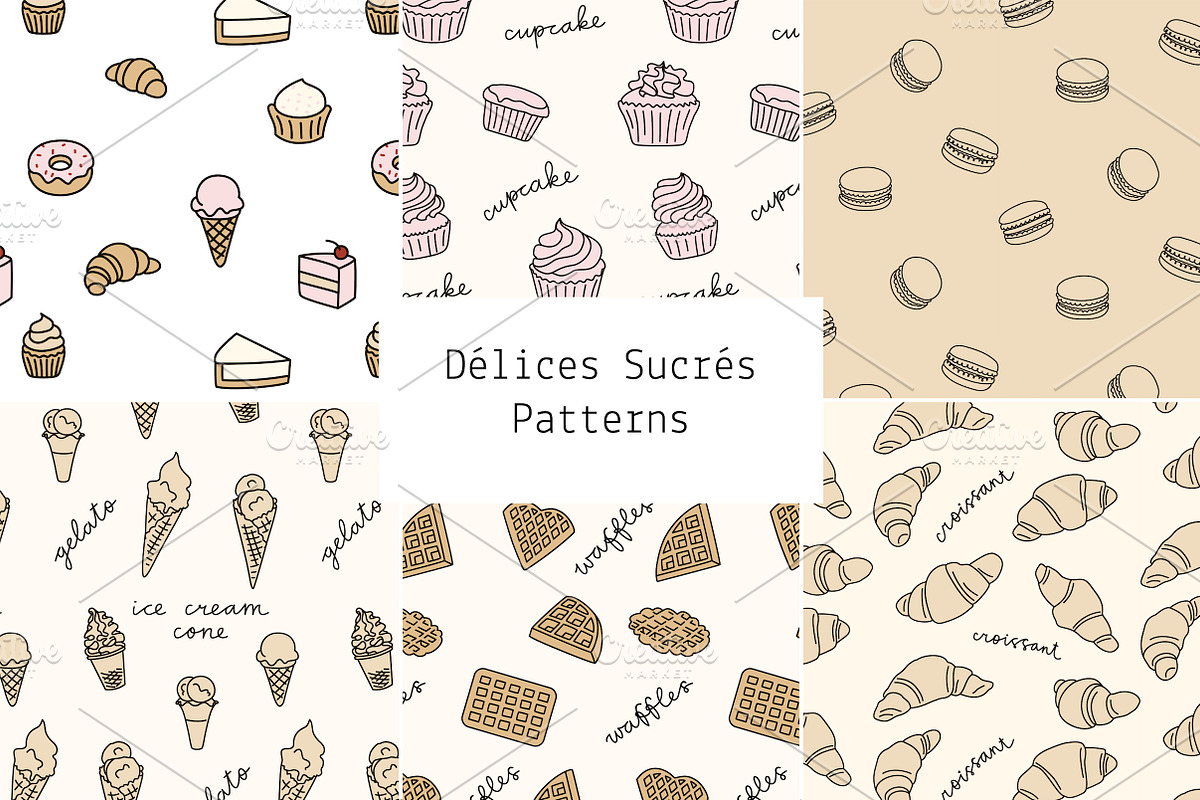 Délices Sucrés patterns, a Pattern Graphic by Lyolya Profitrolya (Photo 1 of 7)