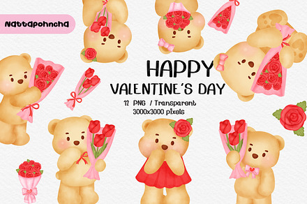 set of Bear in Valentine's day elem