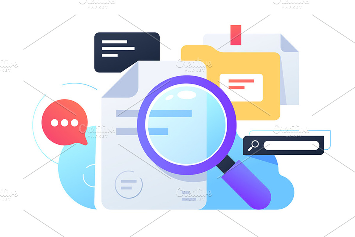 Magnifier searching infortmation, a Technology Illustration by Evanat Illustrations