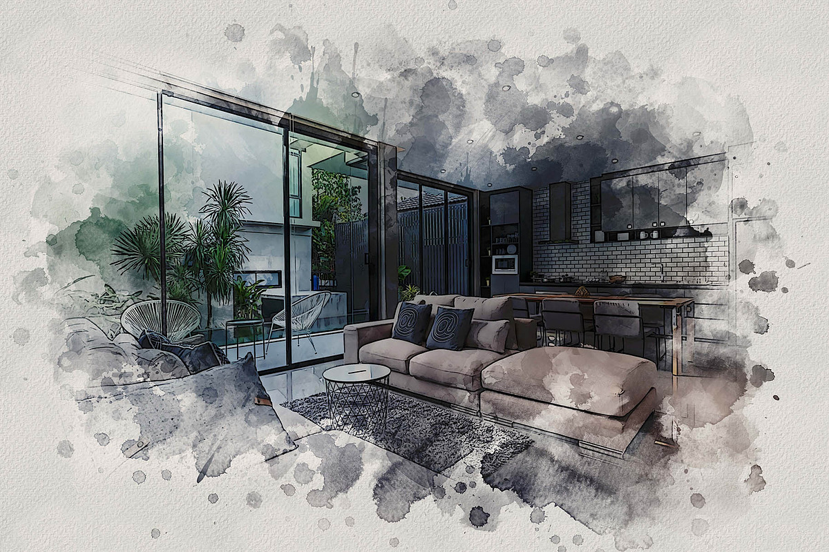 House Watercolor Painting, an Action Add-On by Photoshop Action (Photo 4 of 12)