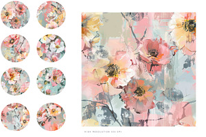 Abstract Flowers Seamless Patterns