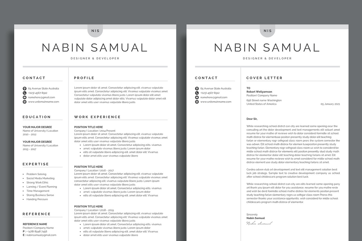 Modern Resume/CV Template, a Resume Template by Proper_media (Photo 2 of 6)