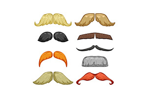 moustaches set cartoon vector, an Object Illustration by pikepicture