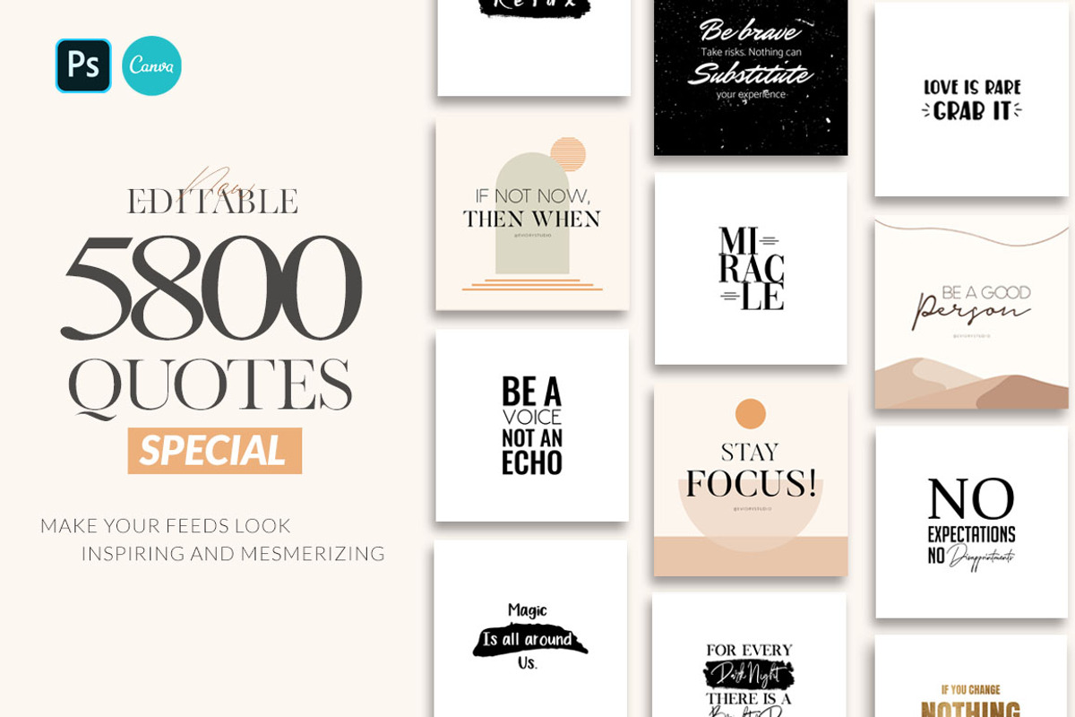 5800 Instagram Editable Quotes CANVA, a Social Media Template by Eviory (Photo 1 of 62)