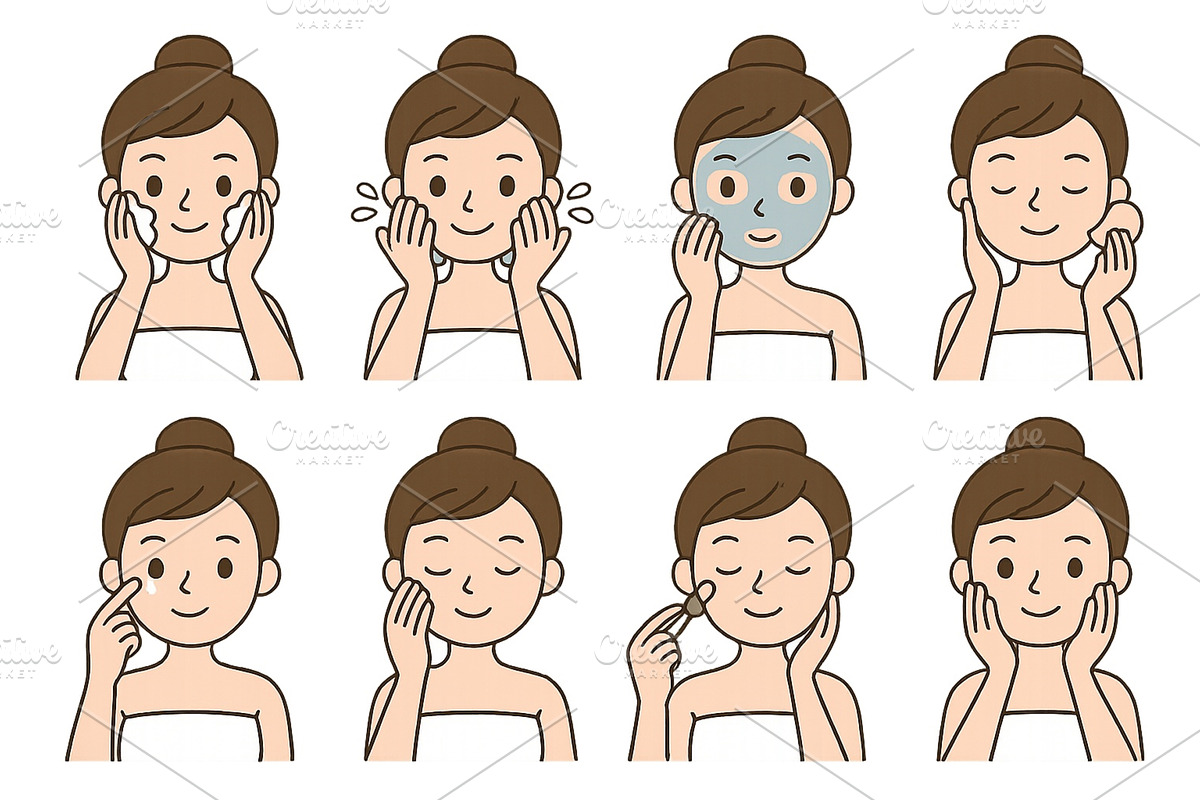 Skincare routine illustrated in a, an Object Illustration by ZinetroN
