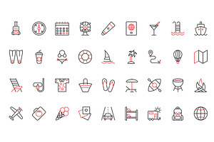 Summer beach vacation icons, an Object Illustration by Lemberg Vector