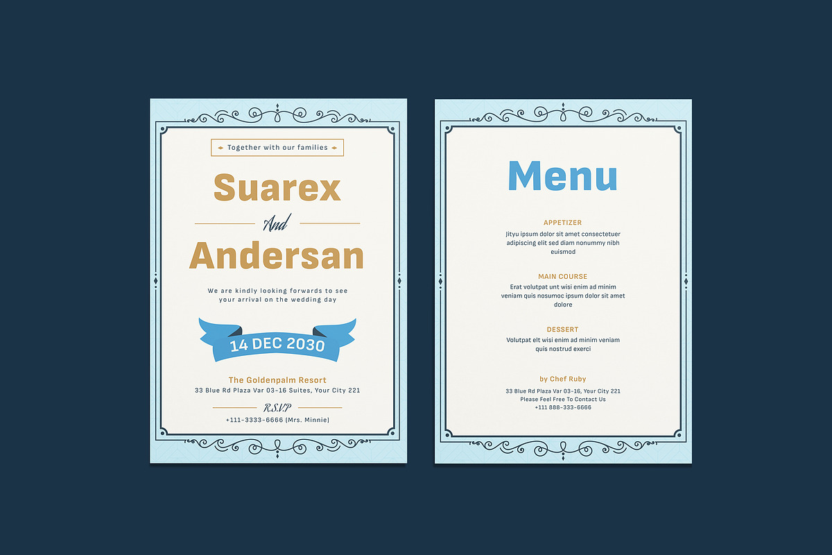 Gently Decotives Wedding Invitation, an Invitation Template by iDoodle Studio (Photo 1 of 4)