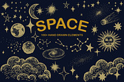 Hand drawn Space - Star Moon Sun, an Illustration by Artolabs (Thumbnail 1 of 14)