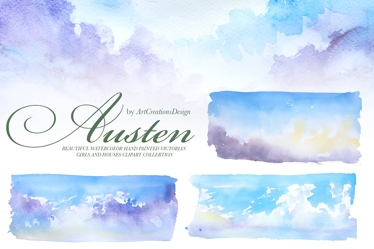 Watercolor Austen Clipart Set, a Person Illustration by ArtCreationsDesign (Photo 10 of 22)