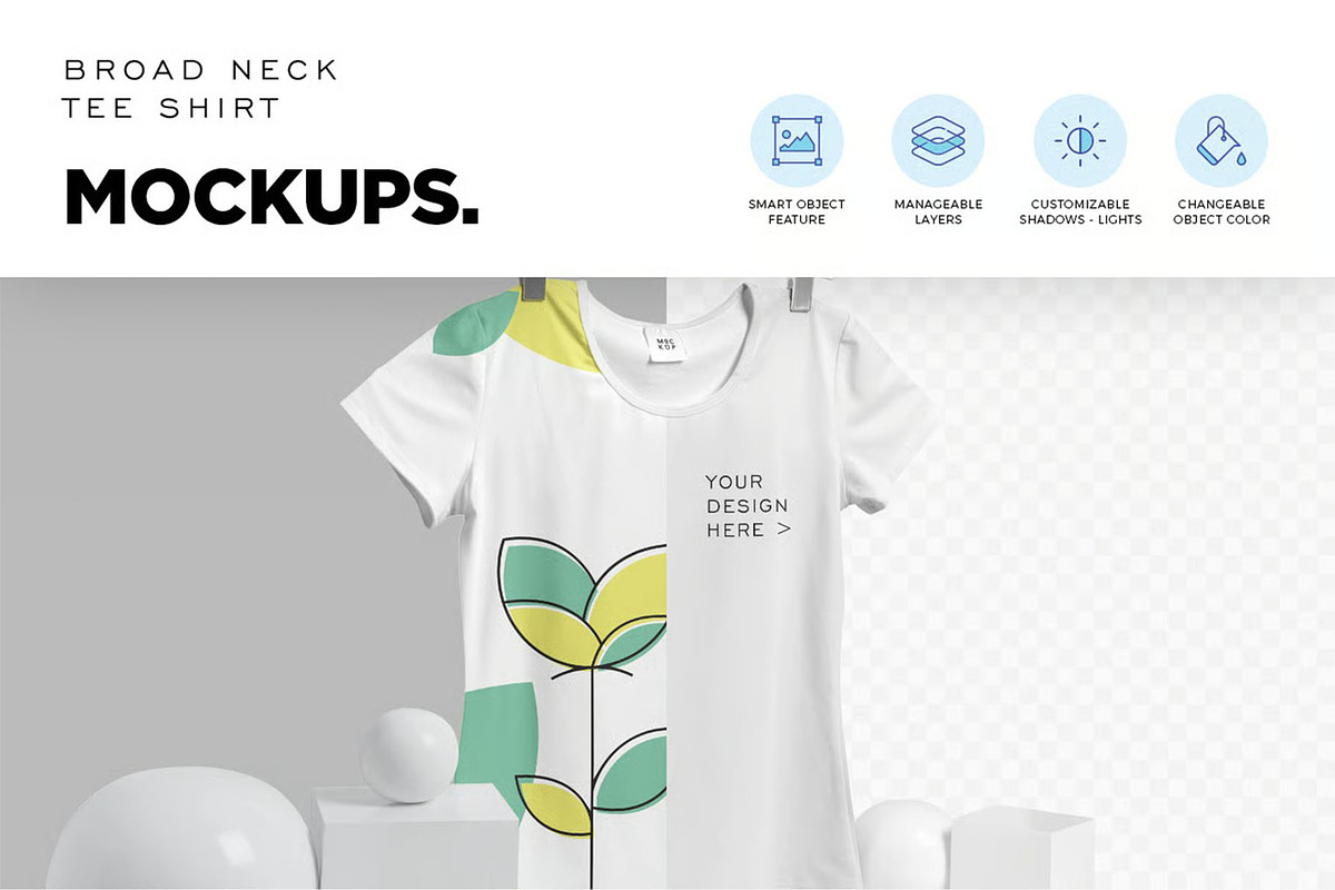 Broad Neck Half Sleeves Shirt Mockup, an Advertising Mockup by megostudi0 (Photo 6 of 7)