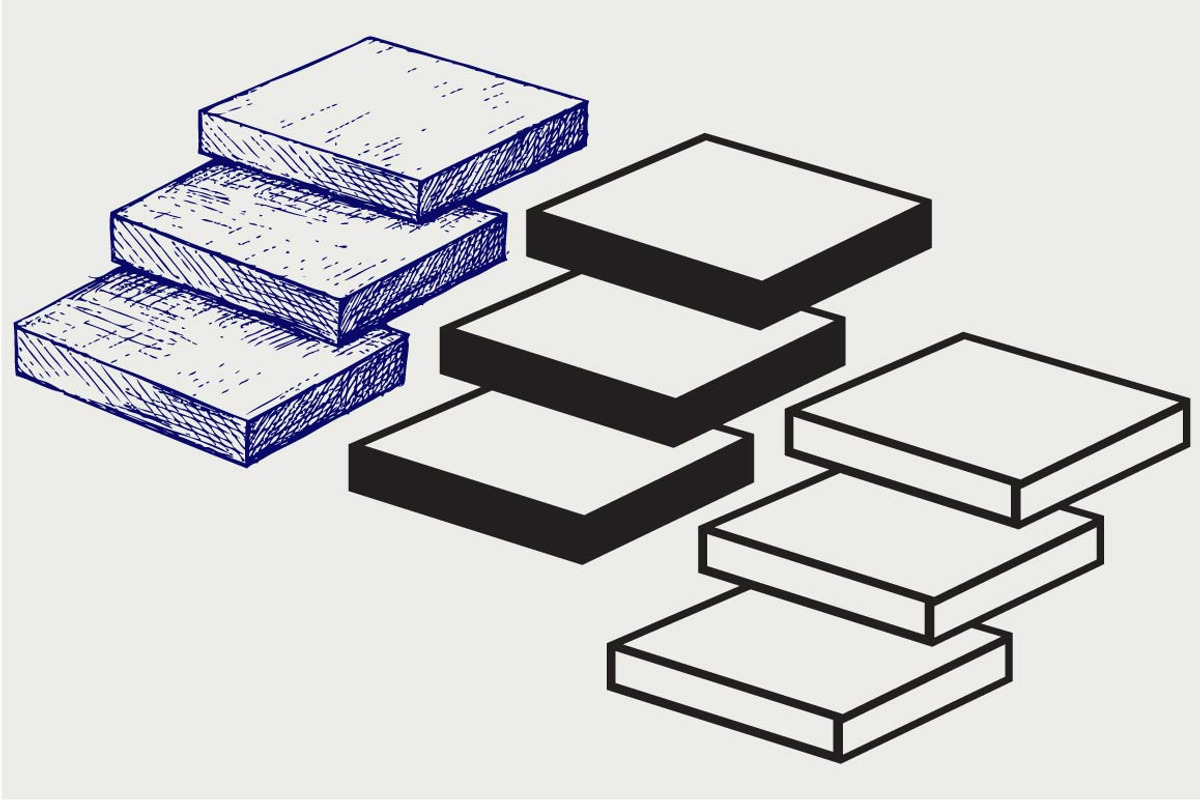 Three steps stair SVG, an Outline Icon by LineworkStock