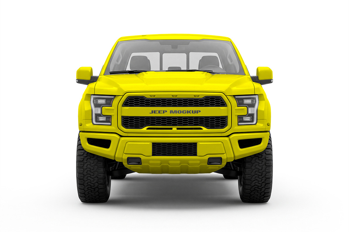 Pickup Truck Front View Mockup, an Advertising Mockup by graphypix (Photo 1 of 4)
