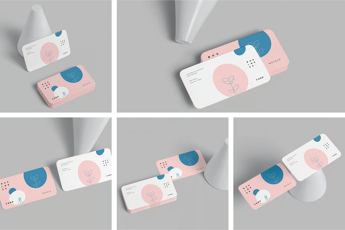 Round Edges Business Card Mockup, an Advertising Mockup by megostudi0 (Photo 1 of 7)