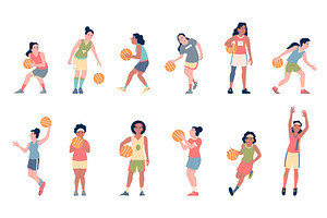 Female basketball players. Girls, a Sport Illustration by LadadikArt