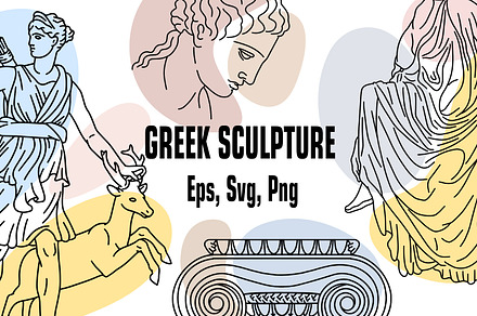Antique Greek Sculpture Line Art