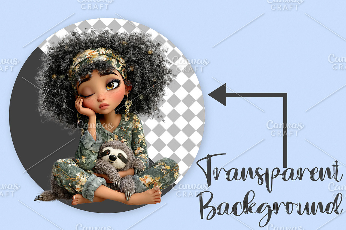 Whimsical Black Afro Girl Clipart, an Illustration by Canvas Craft (Photo 2 of 7)