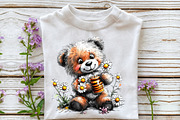 Watercolor Daisy Teddy Bear Clipart, a Seasonal Illustration by OK Design (Thumbnail 5 of 6)