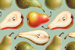 Illustrations Of Pears And Apples