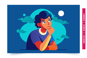 Cartoon man night sky, an Illustration by Tanuart