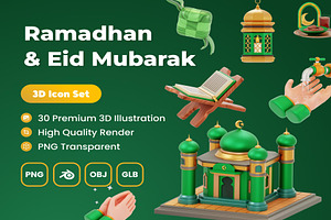 Ramadhan & Eid Mubarak 3D Asset, an Object Illustration by Lumina_ui_ux202