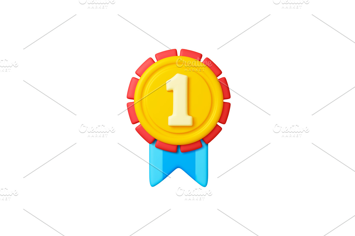 First place medal 3d icon. Isolated, an Object Illustration by Valerie Bodnar