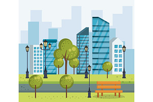 Park Urban Cityscape Scene