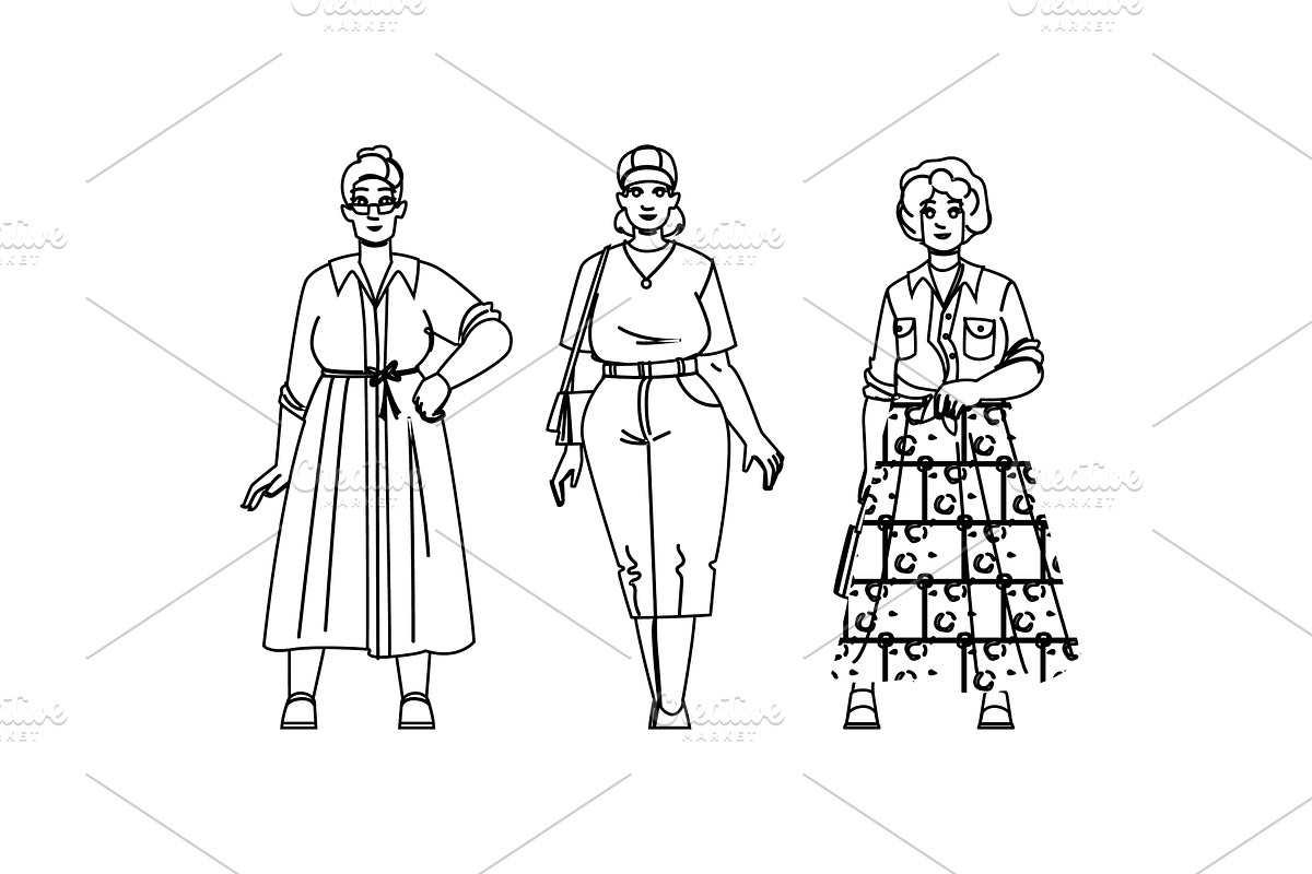 chic plus size woman fashion vector, a Person Illustration by pikepicture