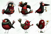 Whimsical & Quirky Bird Clipart, an Illustration by Creative Art (Thumbnail 5 of 10)