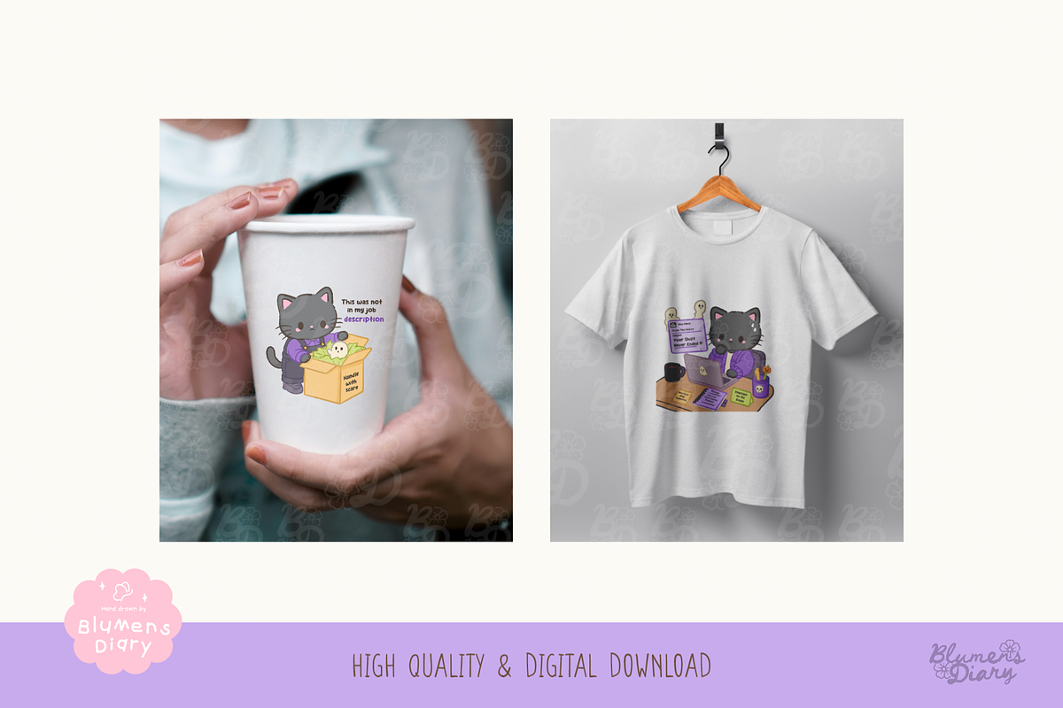 Office Halloween Black Cat Clipart, an Animal Illustration by Blumensdiary (Photo 4 of 6)