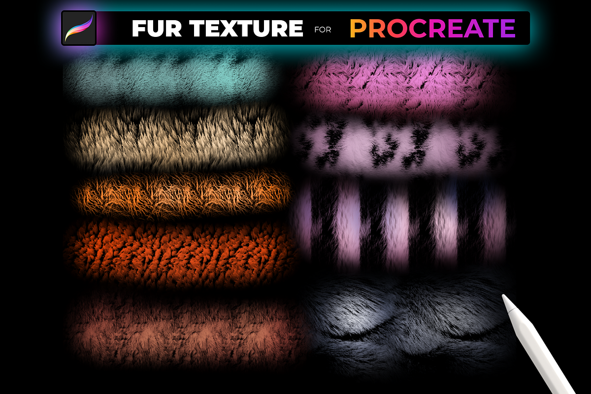 55 FUR TEXTURE Brushes for PROCREATE, a Brush Add-On by Graphics Resources (Photo 6 of 10)