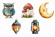 Watercolor Vintage Whimsy Clipart Bu, an Illustration by DreamPrint404 (Thumbnail 6 of 6)