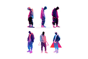 Neon hip-hop dancer cartoon vector, an Illustration by Onyx