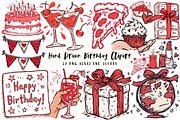 Hand Drawn Birthday Clipart, an Illustration by OK Design (Thumbnail 1 of 6)