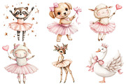 Cute Pink Ballerina Animals Clipart, an Illustration by Watercolor design (Thumbnail 5 of 5)