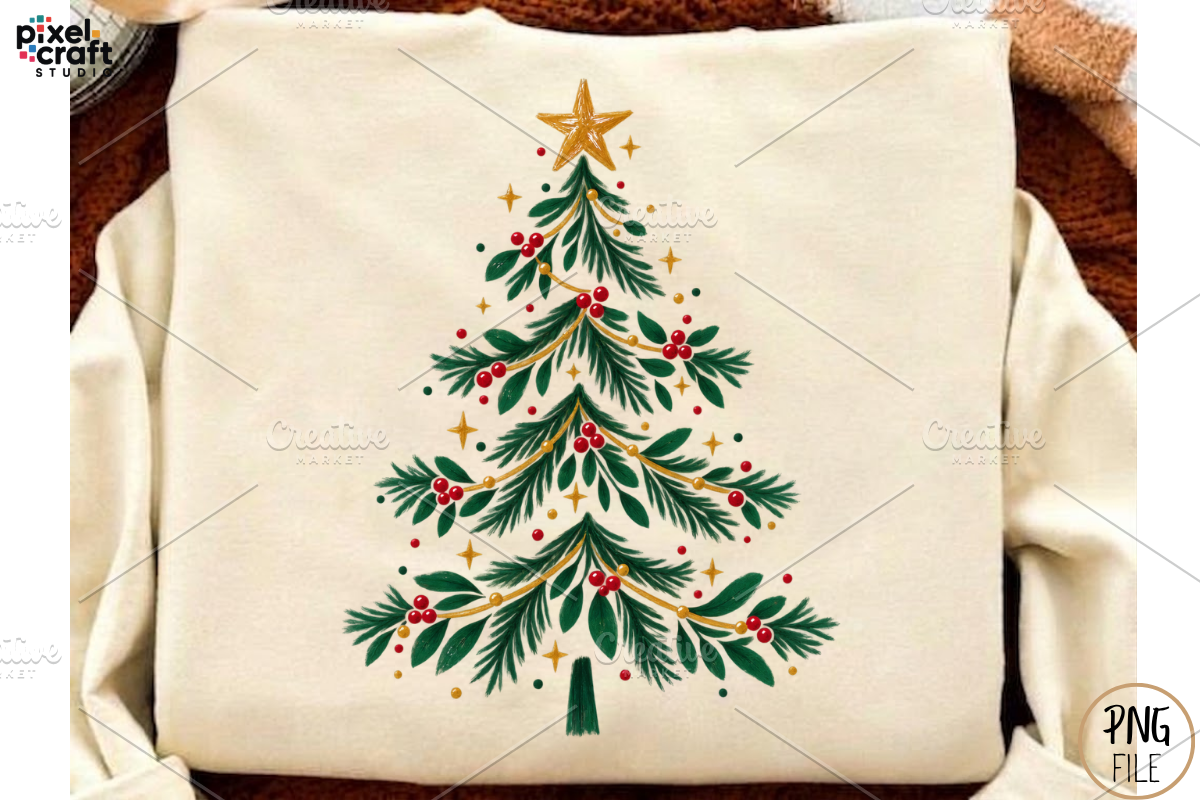 Hand Drawn Christmas Tree PNG Bundle, a Branding & Logo Template by Ink Gallery (Photo 5 of 8)