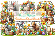 Watercolor Easter Animals Clipart, a Seasonal Illustration by Craft Nest (Thumbnail 1 of 7)