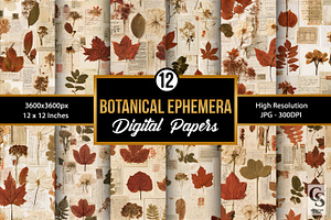 Fall Botanical Ephemera Backgrounds